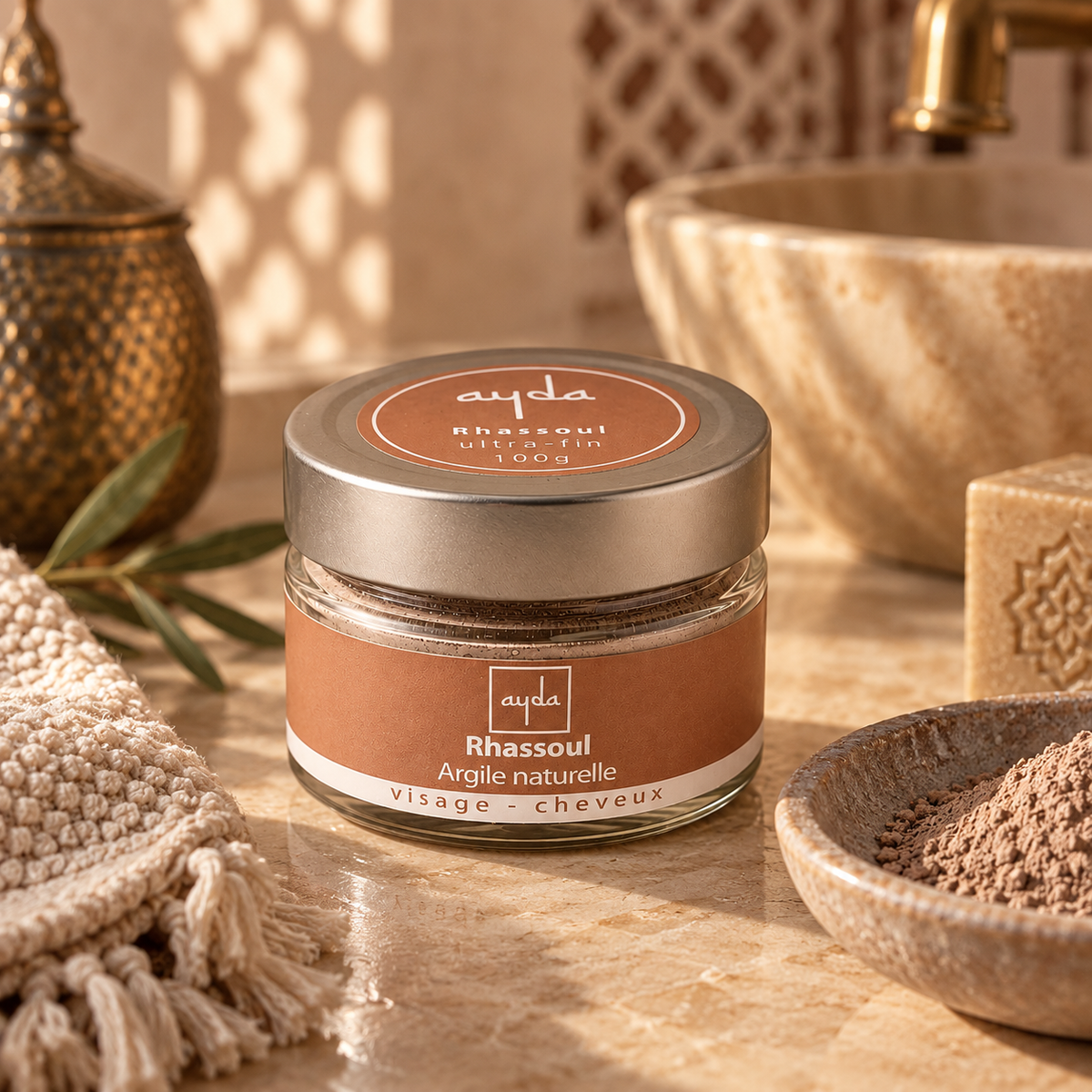 Rhassoul Ultra-Fin 100 g – Visage & Cheveux | Ayda